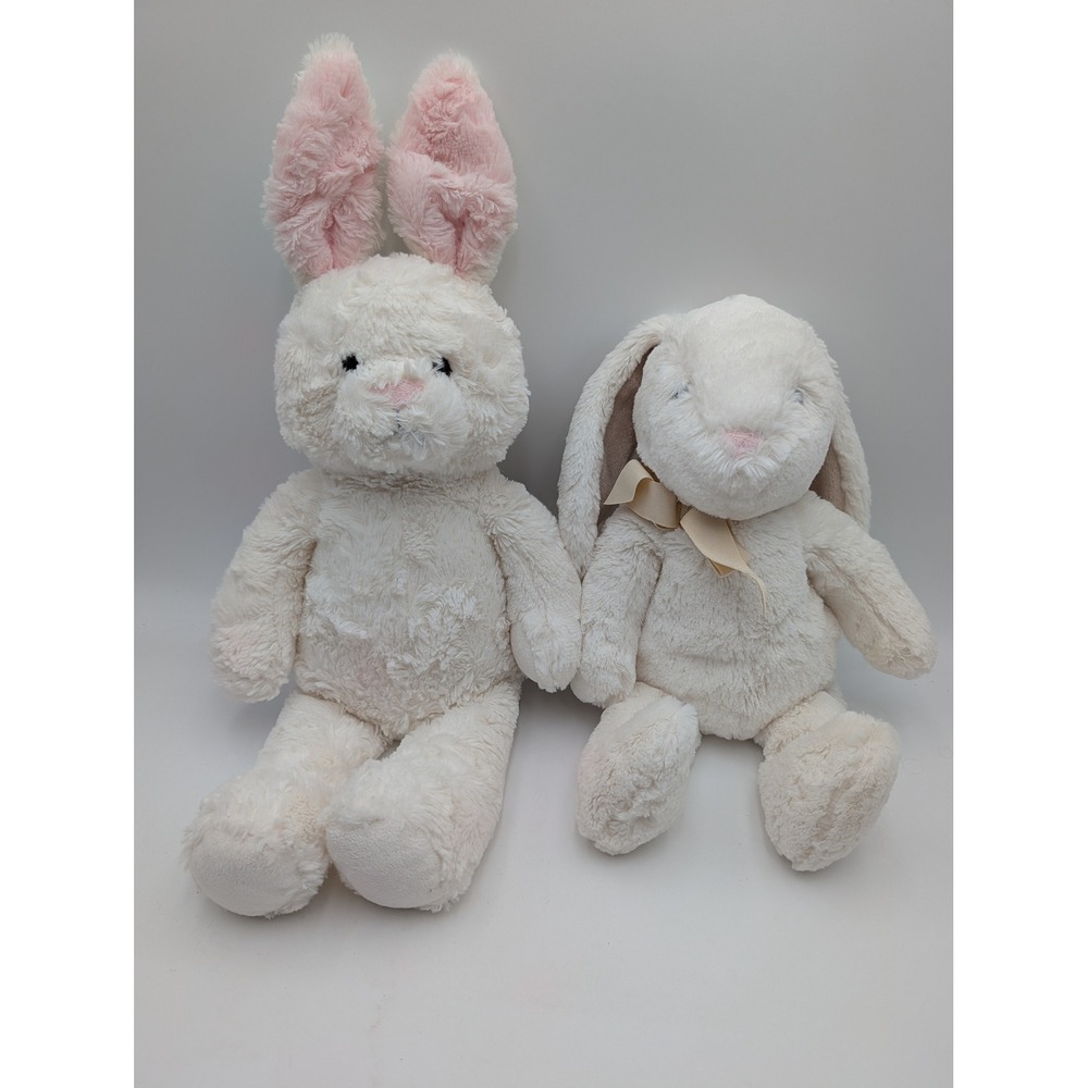 Pottery Barn Kids Plush Bunny Rabbit White Pink Lot of 2 2015 2016
